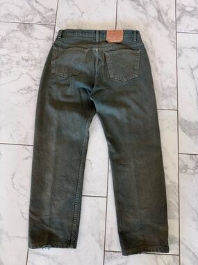 Vintage Levi’s 501 Olive Distressed 90s Straight Leg Faded Button Denim Jeans